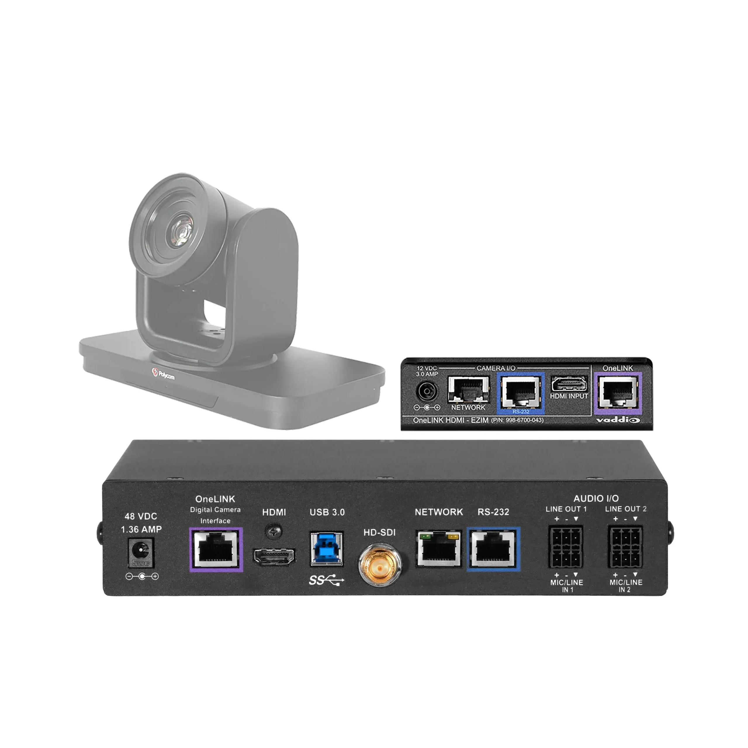 Polycom Codec Kit for OneLINK Bridge to Vaddio HDBaseT Cameras Series